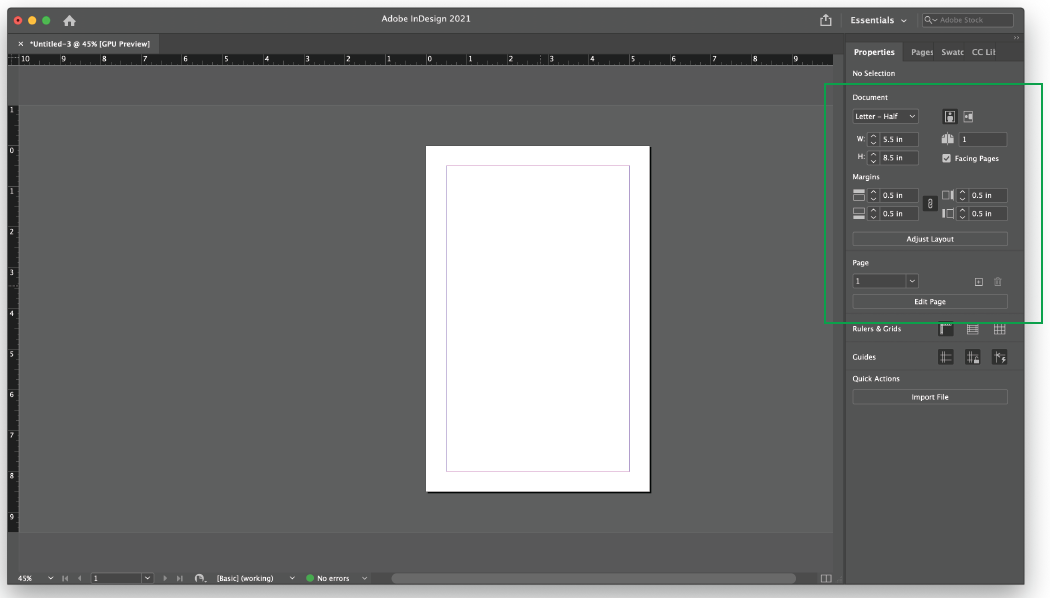 indesign interface