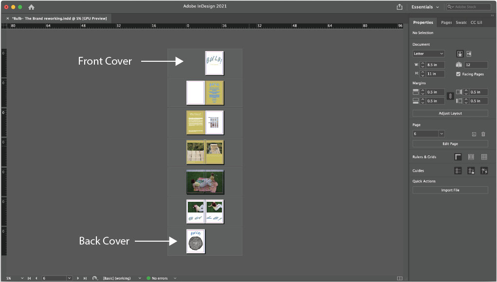 booklet laid out in indesign